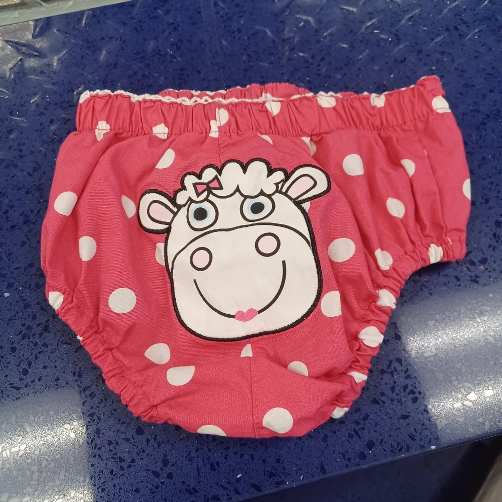 Tiny Tillia by Avon cow polka dots diaper cover Pink and White